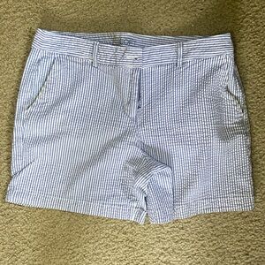 LOFT Shorts White/Blue Stripes Size 10 Original Fit